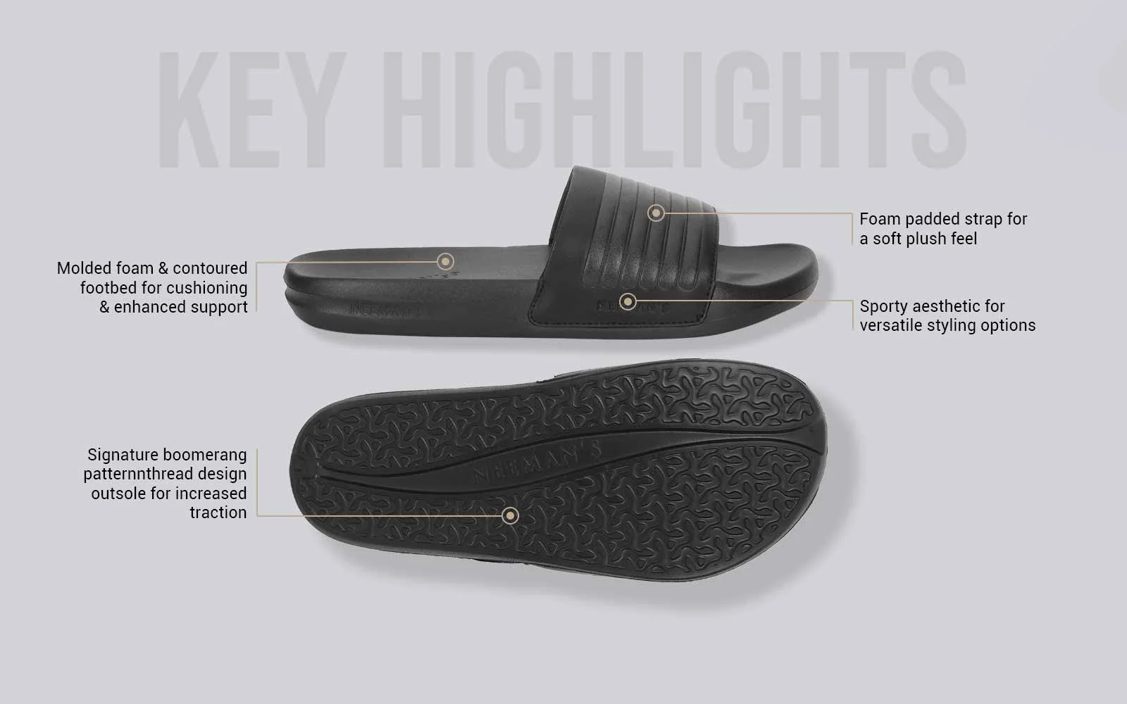 FootBed Slides for Men : Black - Image 4
