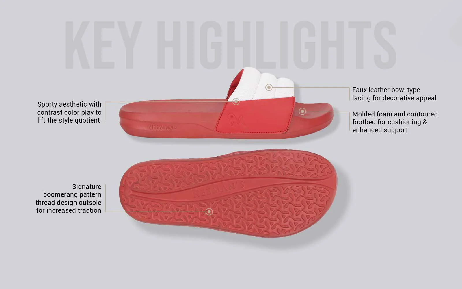 Squooshy Slides for Women : Red-White - Image 4